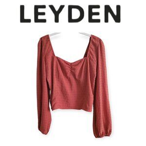 Leyden Billowy Sleeve Rust Crop Top Size Large EUC
